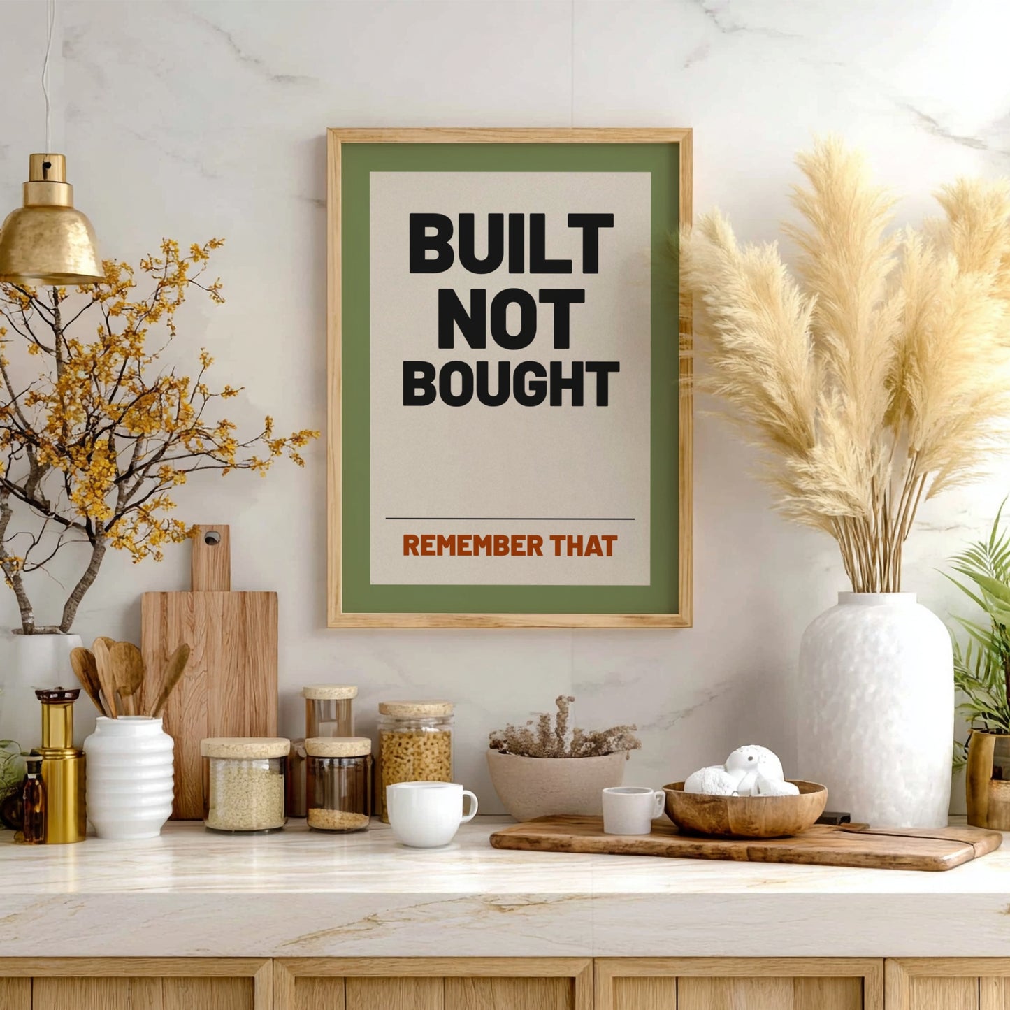 Motivational quotes poster featuring bold typography in earthy tones for wall decor