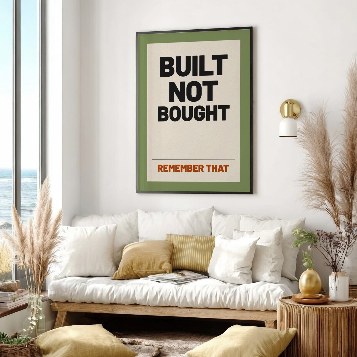 Motivational quotes poster featuring bold typography in earthy tones for wall decor
