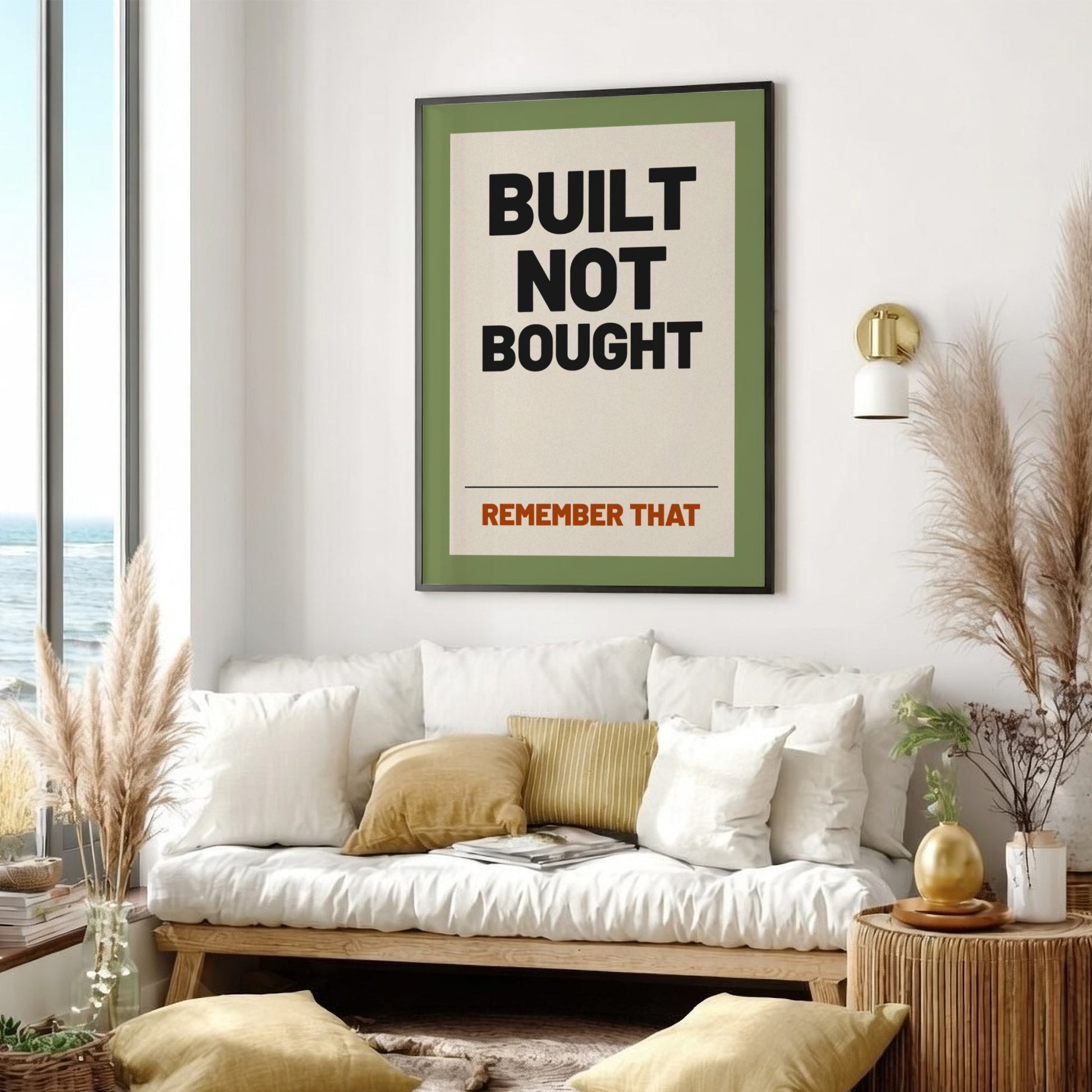 Motivational quotes poster featuring bold typography in earthy tones for wall decor