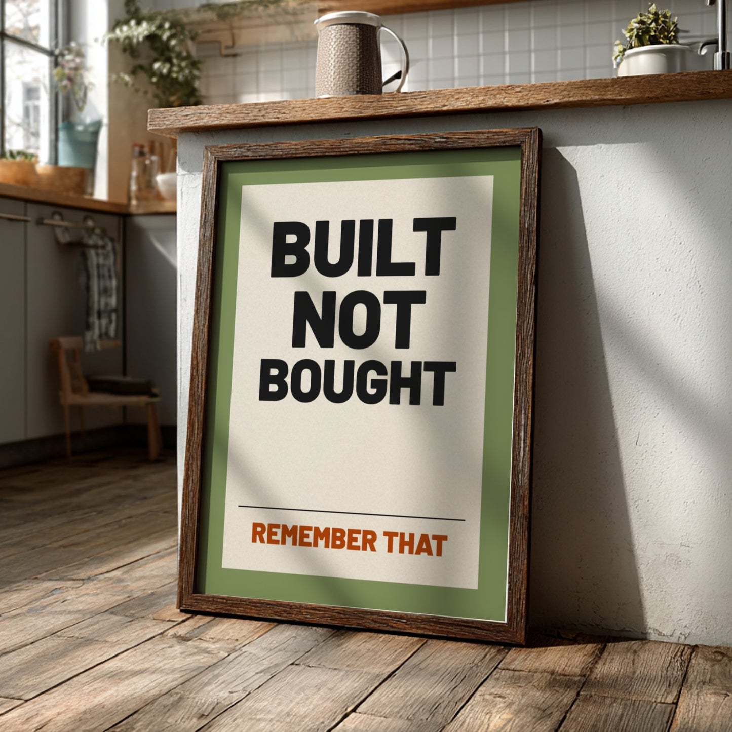 Motivational quotes poster featuring bold typography in earthy tones for wall decor