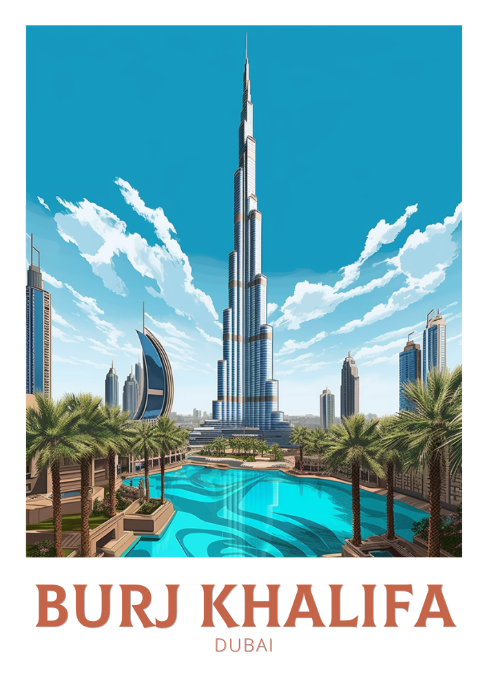 Asian BURJ KHALIFA POSTER - TRAVEL PRINT
