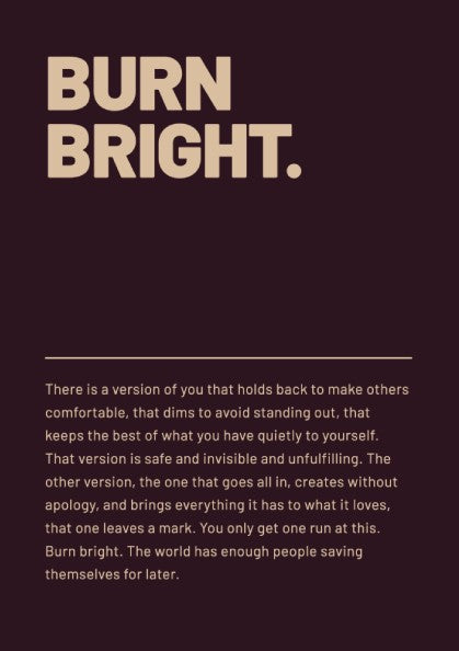 Motivational quote poster featuring bold typography and warm tones on a dark background, ideal for inspiring