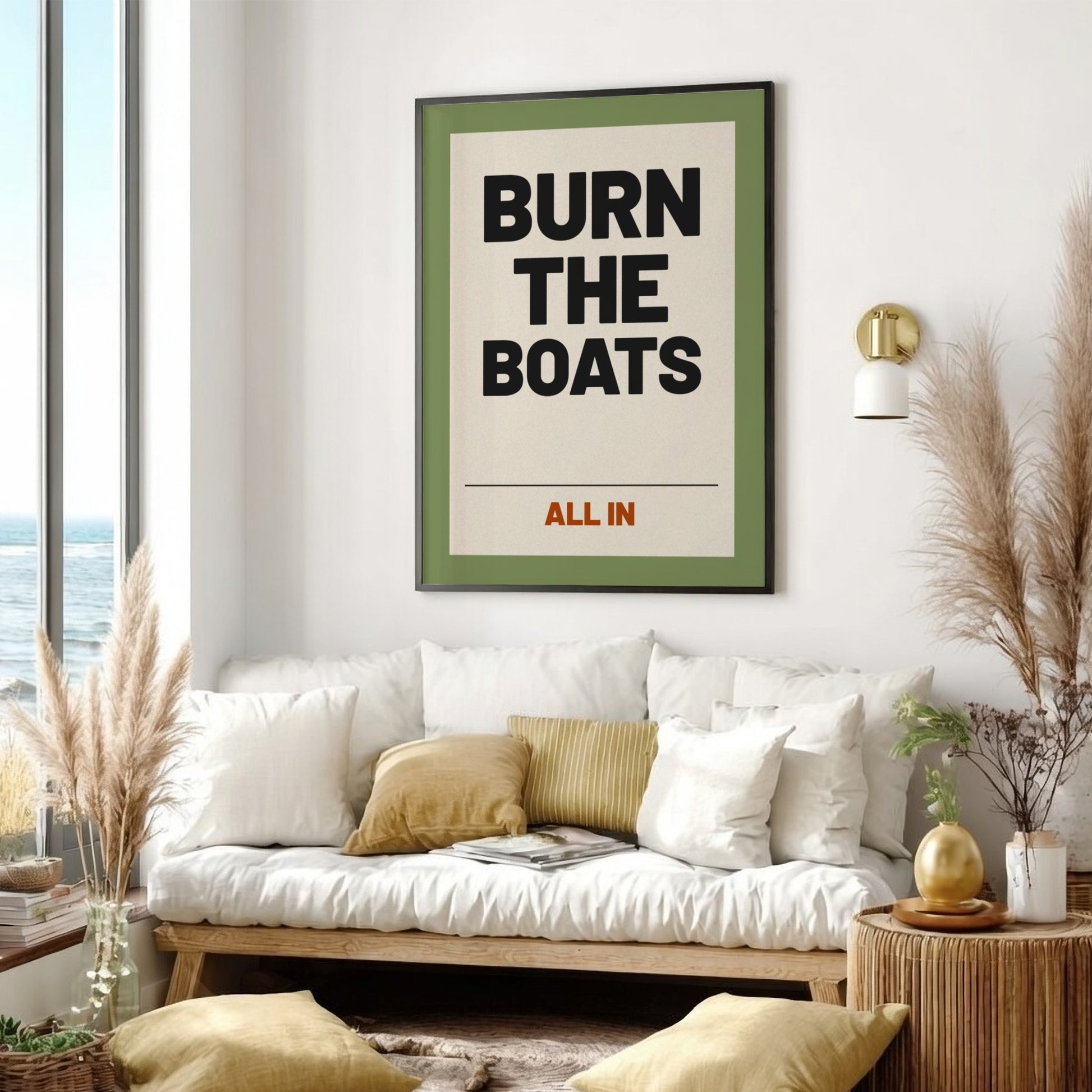 Motivational quotes poster featuring bold typography in earthy tones, inspiring determination and commitment.