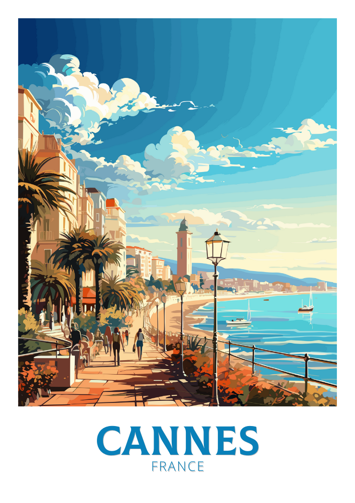 Europe CANNES TRAVEL POSTER - FRANCE ARTWORK