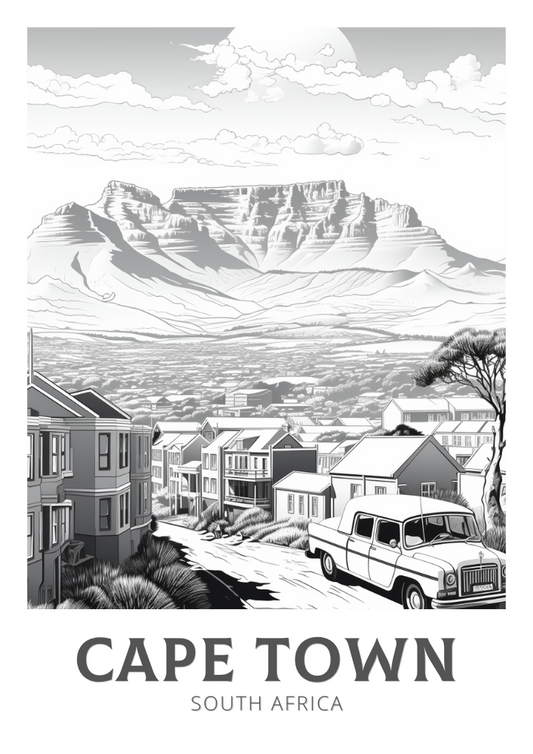 Cape Town Black and White Poster