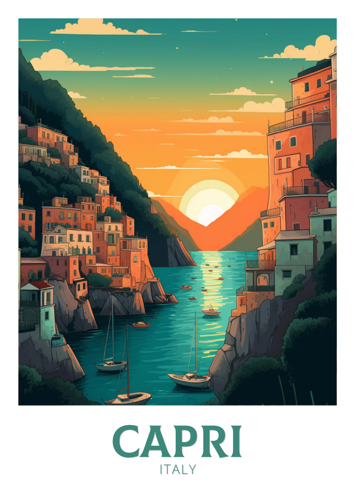 Europe CAPRI TRAVEL PRINT - ITALY ARTWORK