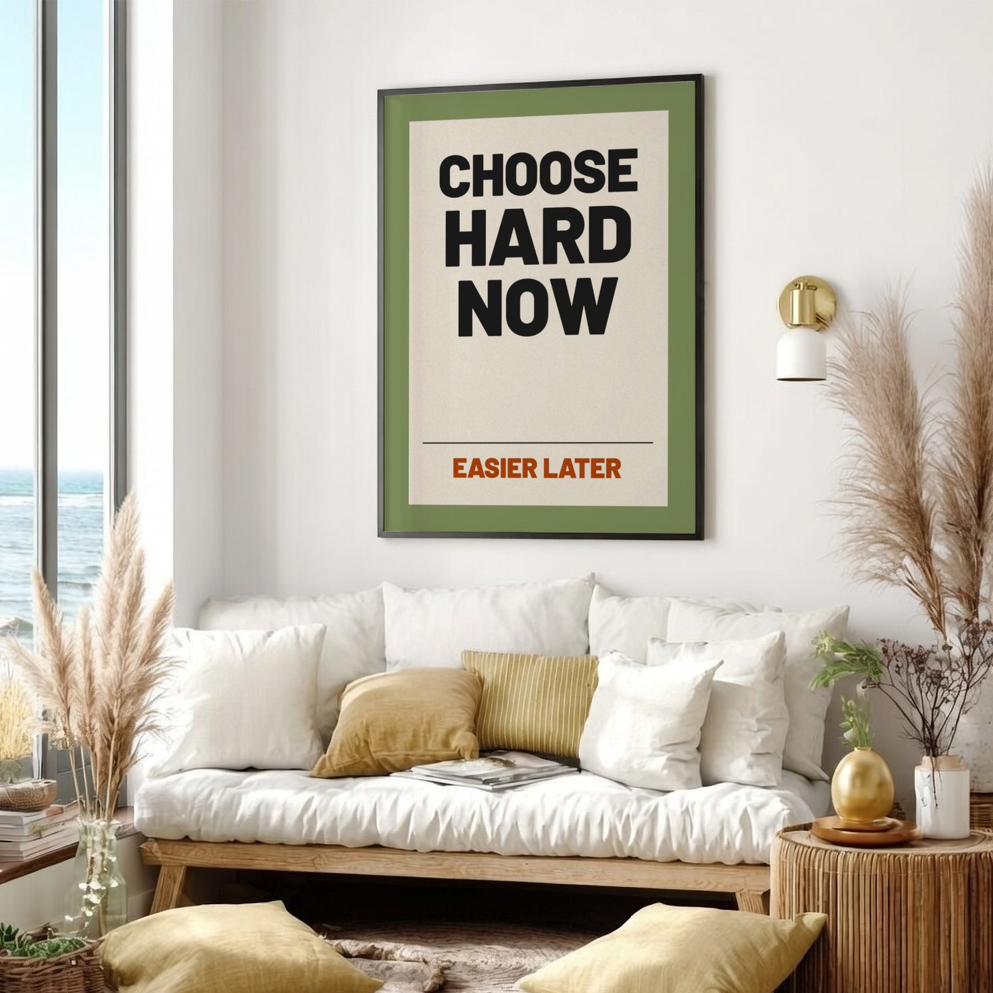 Motivational quotes poster featuring bold typography in a calming color palette.