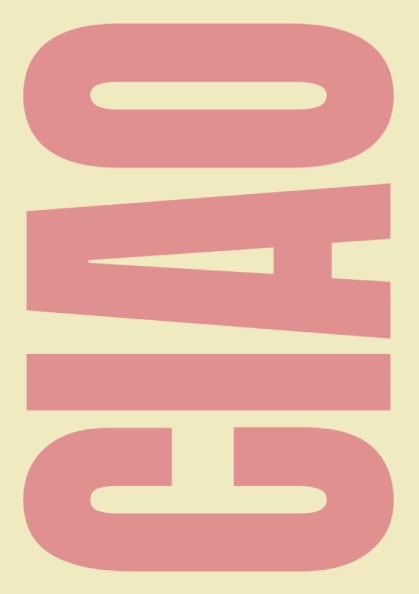 Ciao poster featuring dusty rose typography on a butter background, modern wall art for home decor