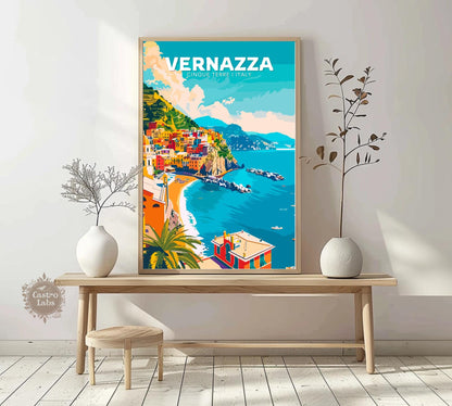 Vernazza Travel Poster, Vernazza Italy Wall Art, Vernazza Photo Print, Cinque Terre Artwork, Home Décor, Mediterranean sea Poster