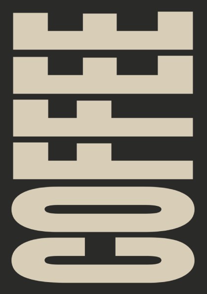 Coffee poster featuring bold typography on charcoal background, minimalist design for home decor