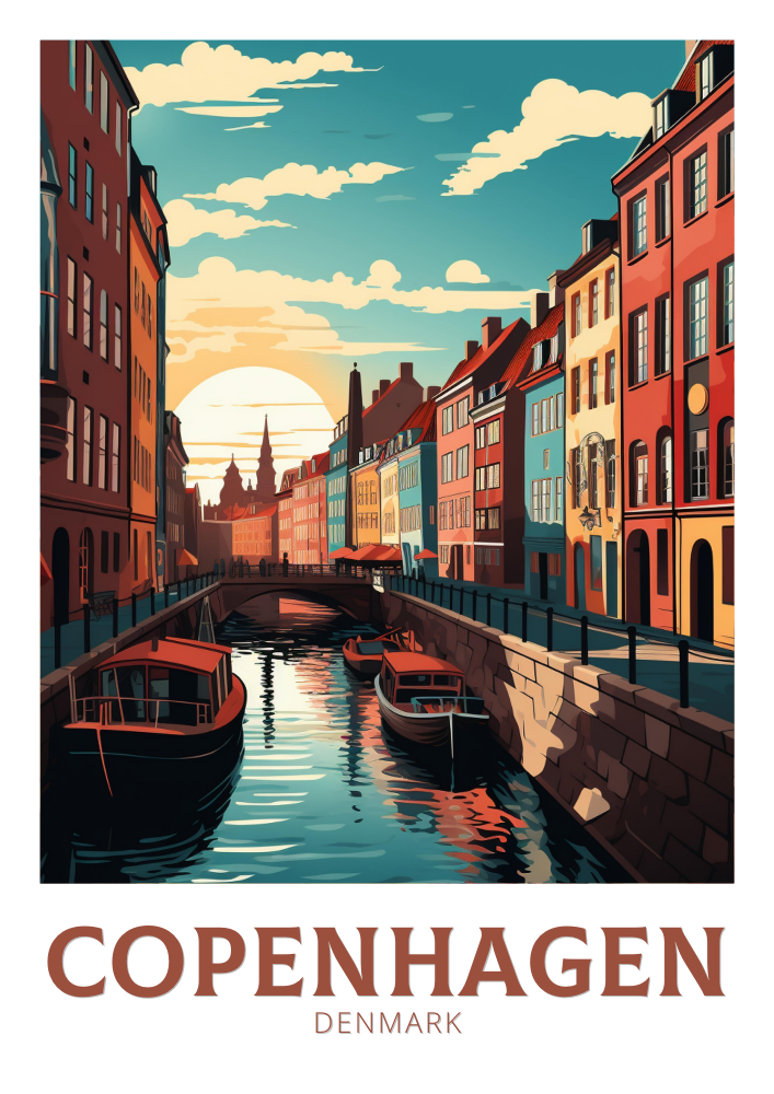 Europe COPENHAGEN TRAVEL POSTER - DENMARK ARTWORK