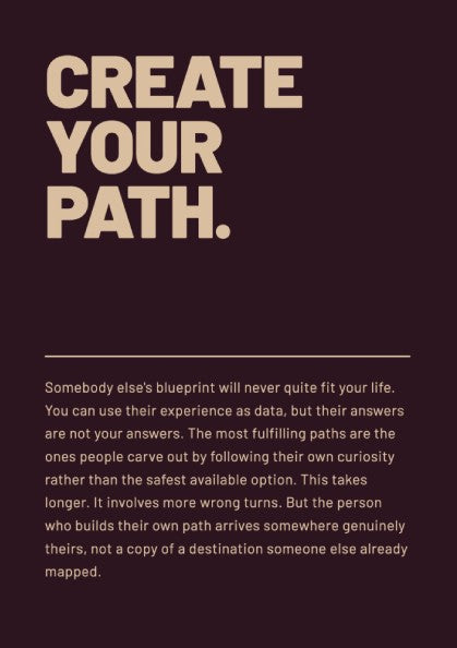 Motivational poster featuring the quote 'Create Your Path' in warm colors, modern typography, perfect for