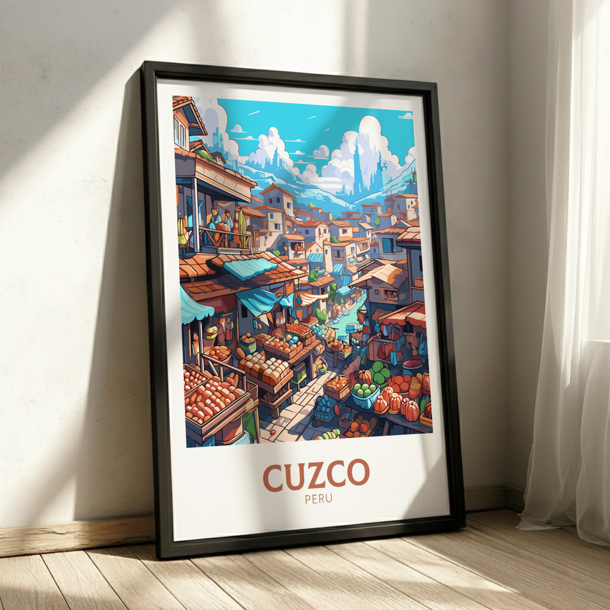 South America CUZCO TRAVEL POSTER - RETRO PERU ART