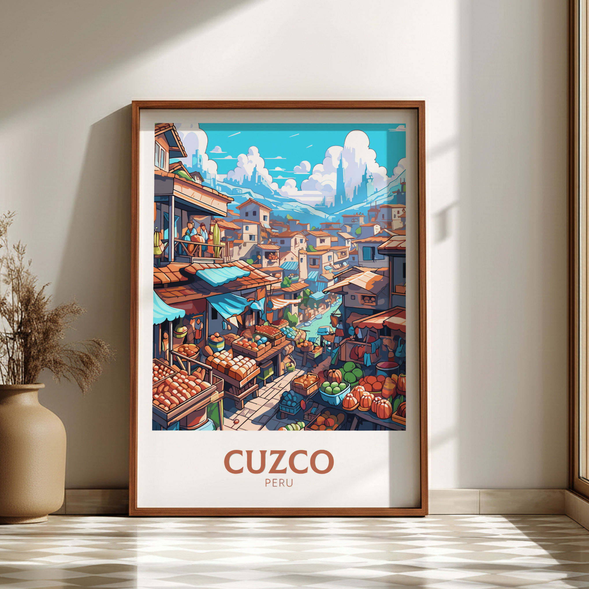 South America CUZCO TRAVEL POSTER - RETRO PERU ART