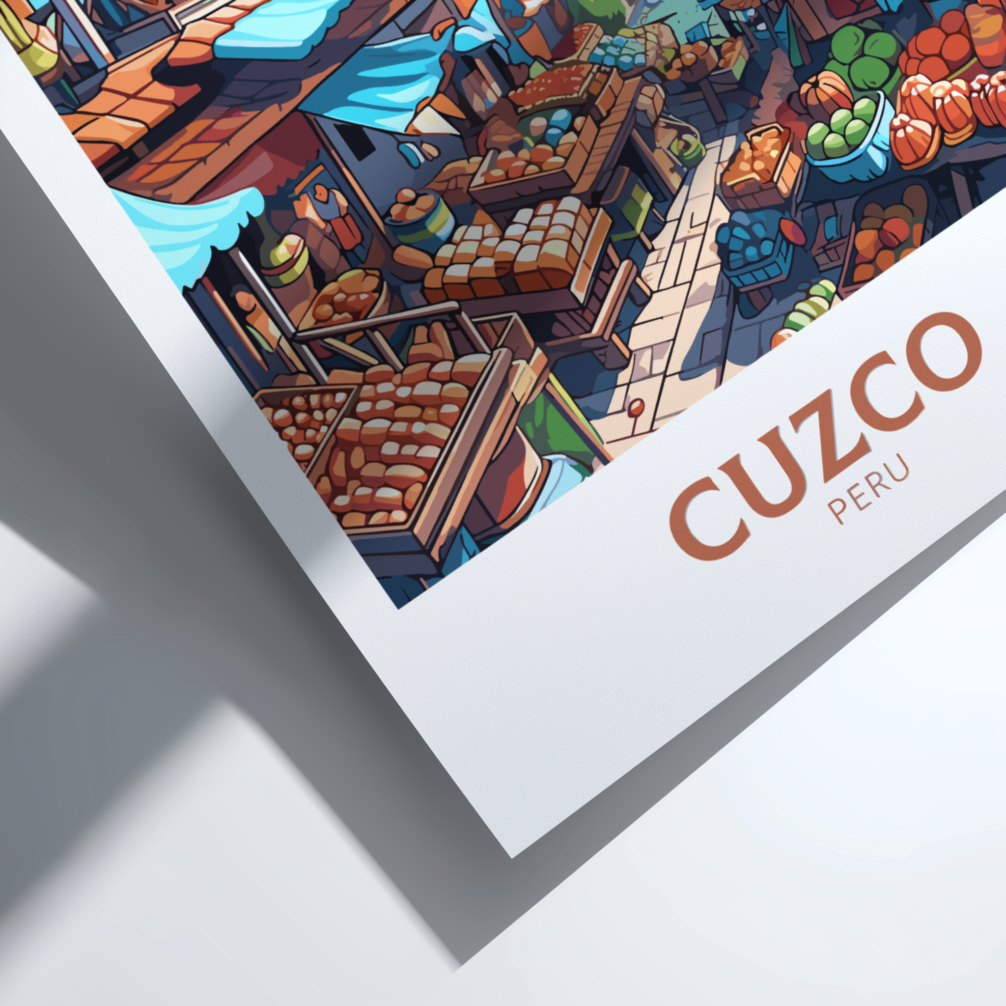 South America CUZCO TRAVEL POSTER - RETRO PERU ART