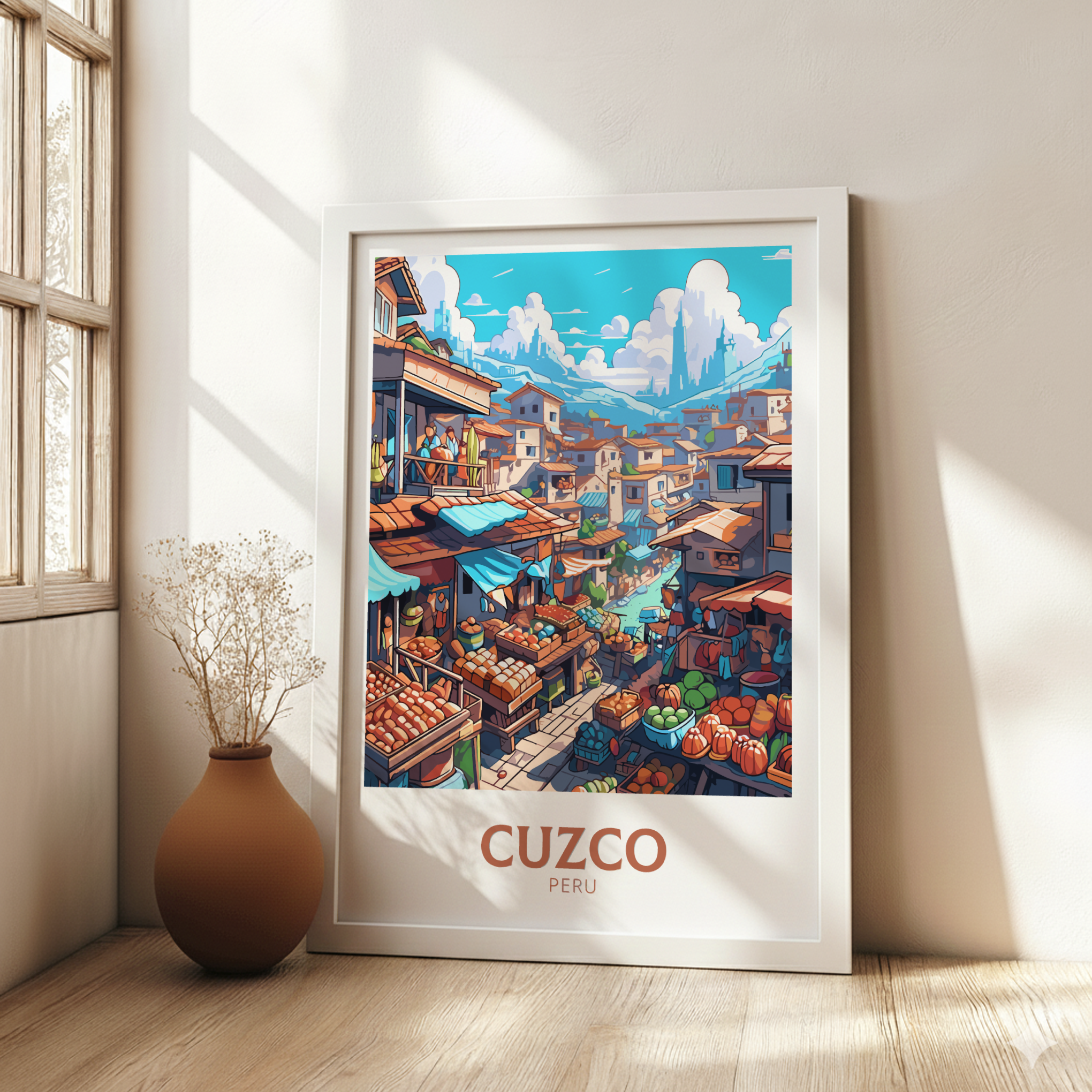 South America CUZCO TRAVEL POSTER - RETRO PERU ART