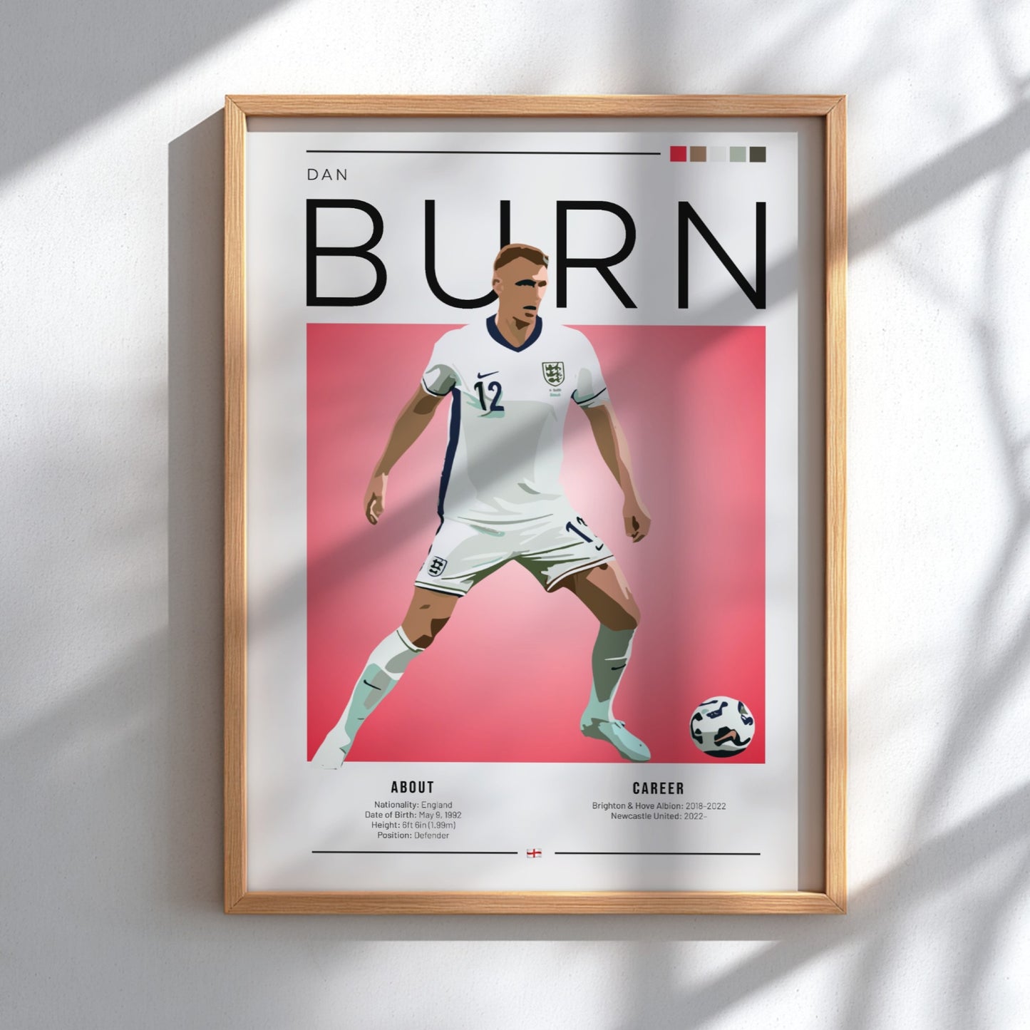 Dan Burn poster featuring England national team colors and dynamic illustration style