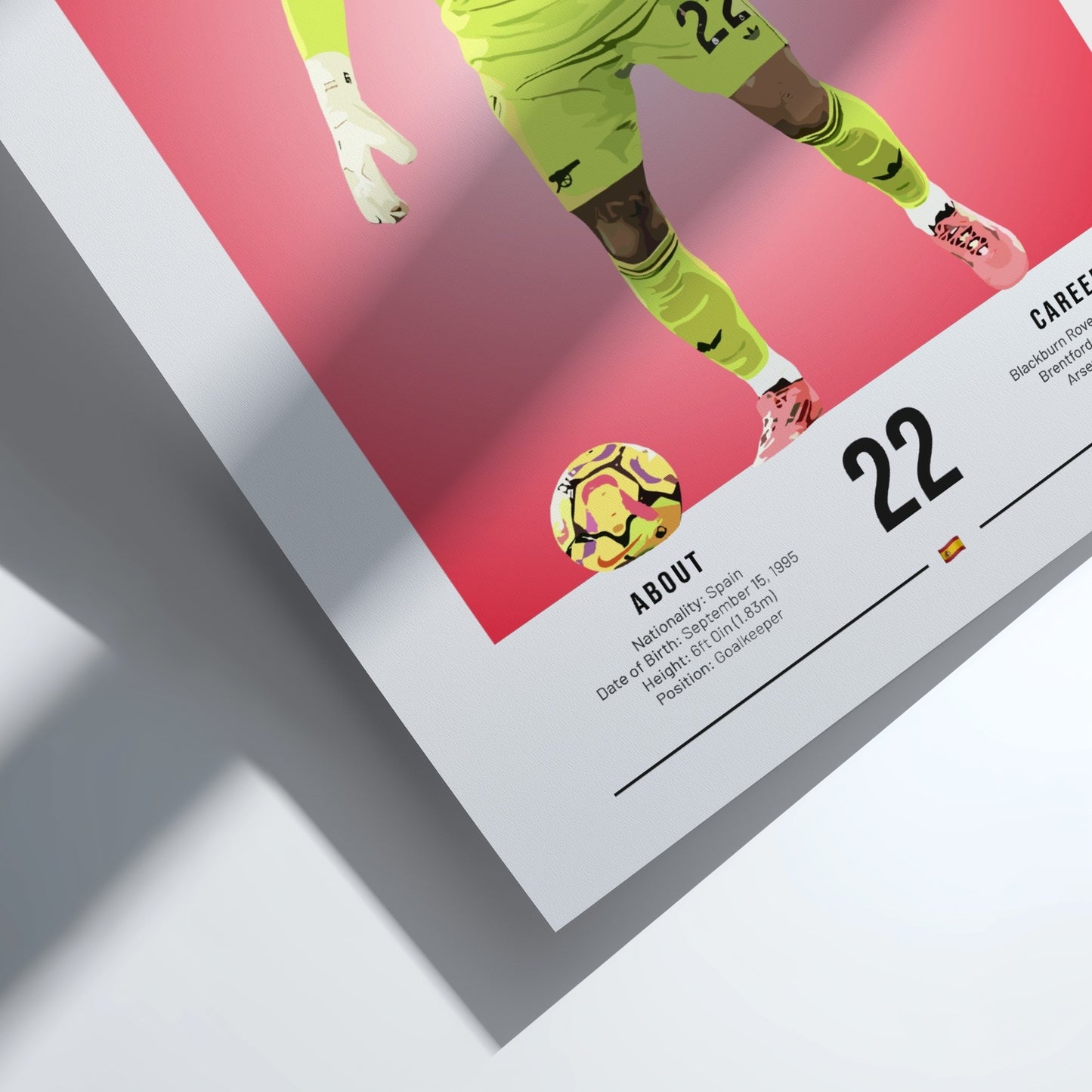 David Raya poster featuring vibrant colors and dynamic design, sports art print for wall decor