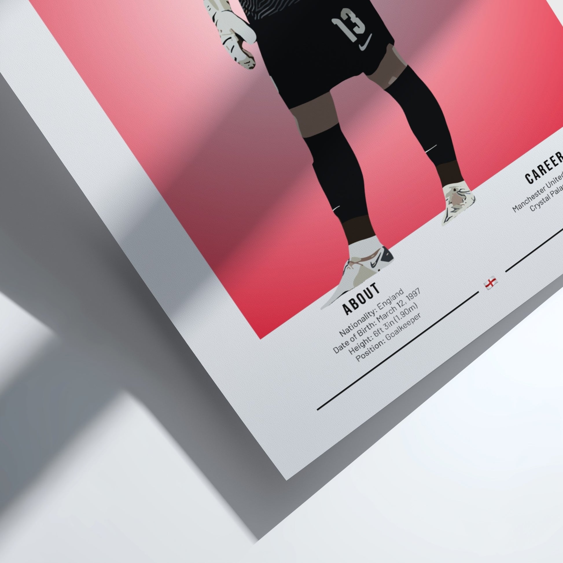 Dean Henderson poster featuring England National Team colors and modern design, perfect for football fans.
