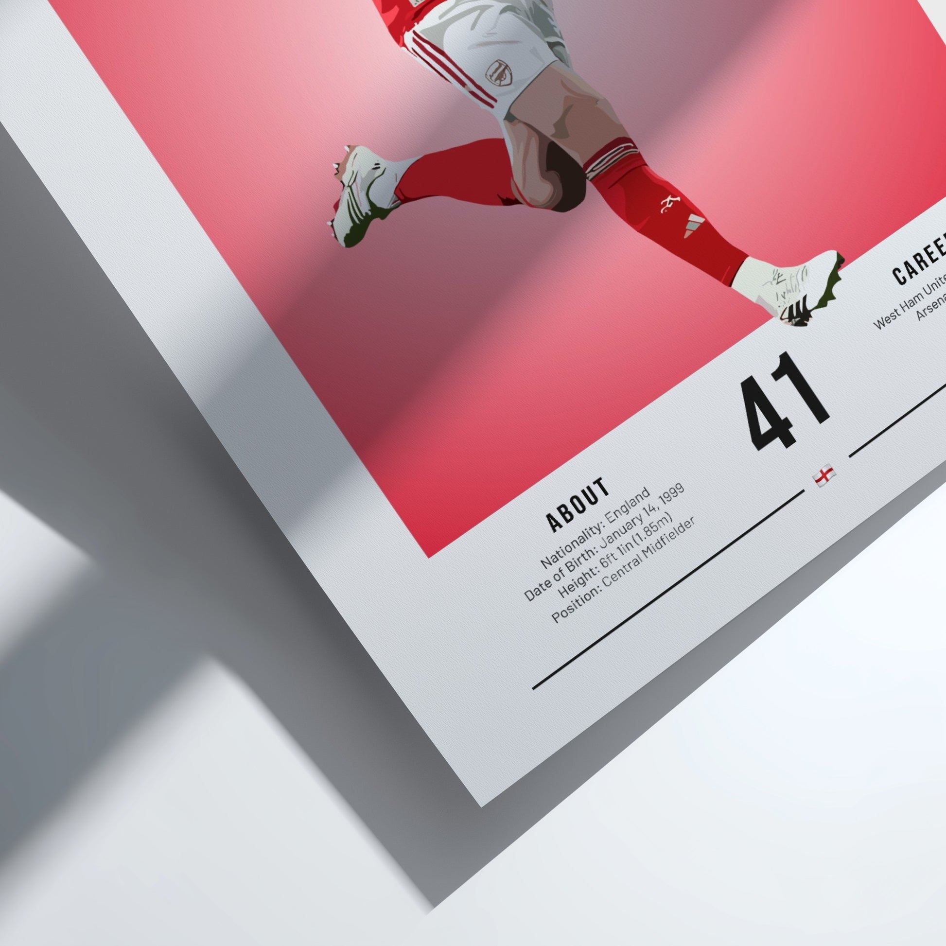 Declan Rice artwork featuring vibrant colors and modern illustration style, perfect for sports enthusiasts