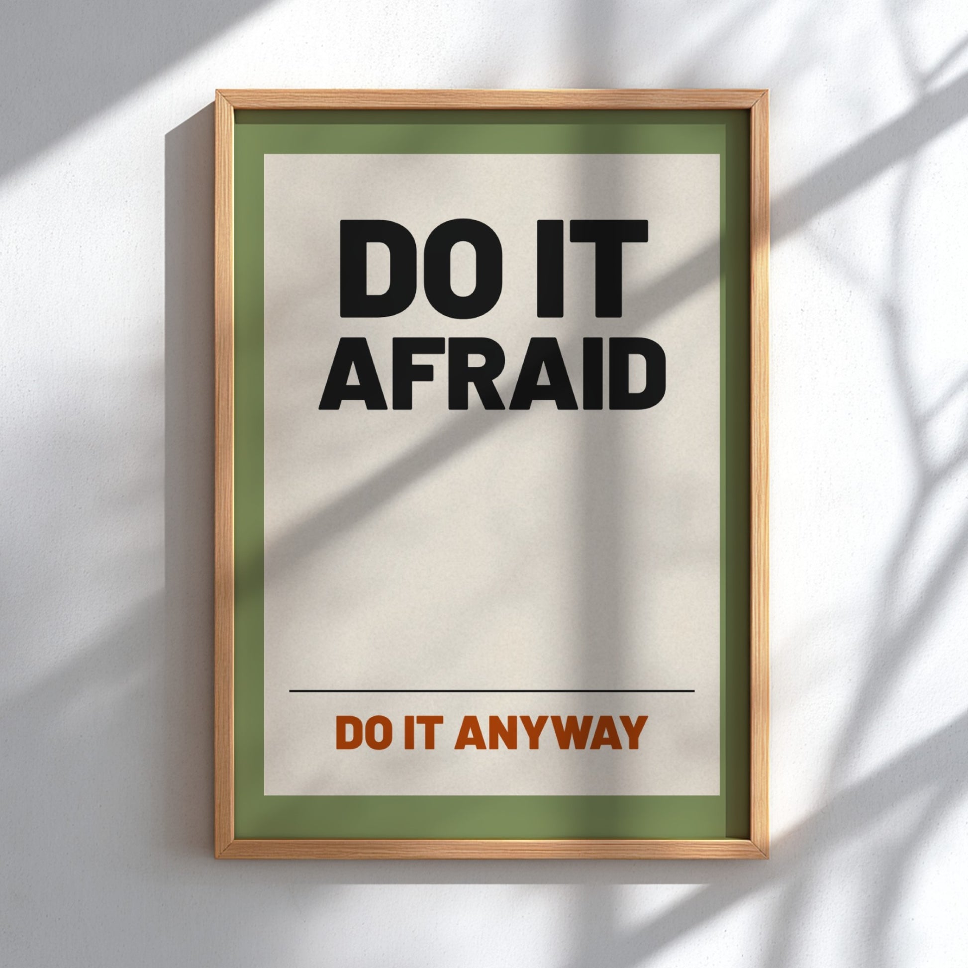 Motivational quotes poster featuring bold typography on a green background, ideal for home decor and