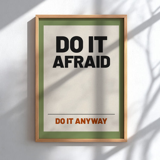 Motivational quotes poster featuring bold typography on a green background, ideal for home decor and