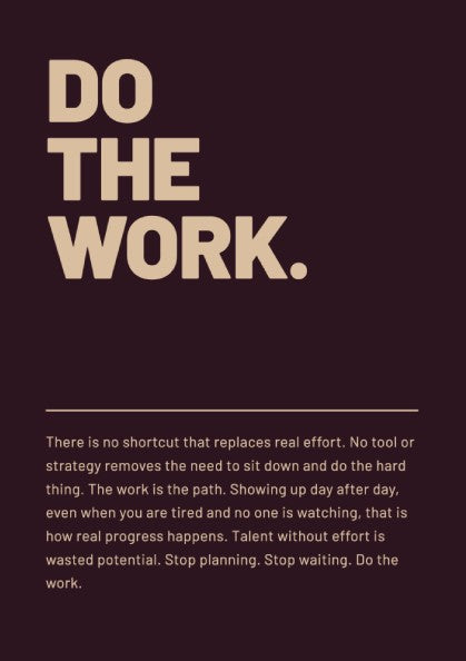 Motivational poster featuring bold typography on a dark background, ideal for home decor and office