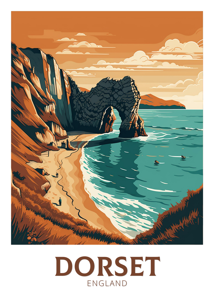 Europe DORSET TRAVEL POSTER - ENGLAND ARTWORK