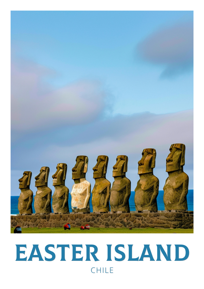 South America EASTER ISLAND PRINT - MOAI ARTWORK