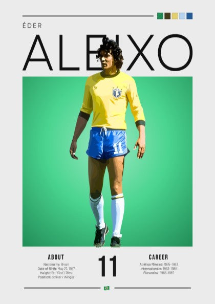 Éder Aleixo football poster featuring vibrant yellow jersey and green background