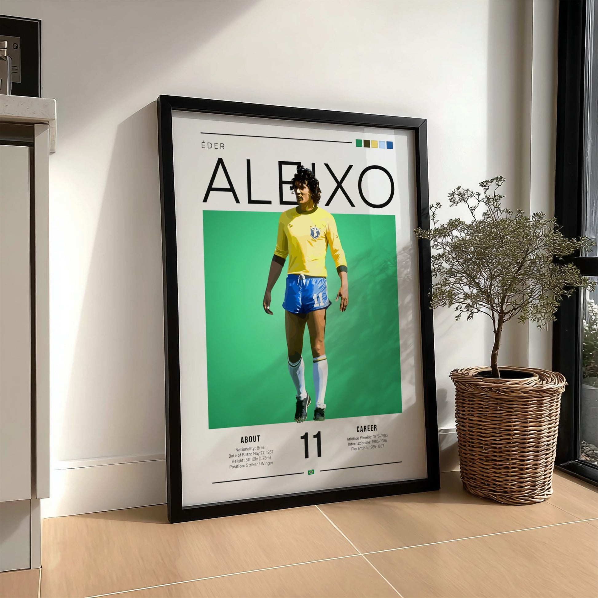 Éder Aleixo football poster featuring vibrant yellow jersey and green background
