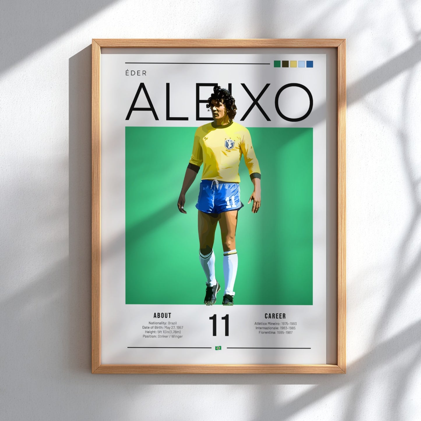 Éder Aleixo football poster featuring vibrant yellow jersey and green background