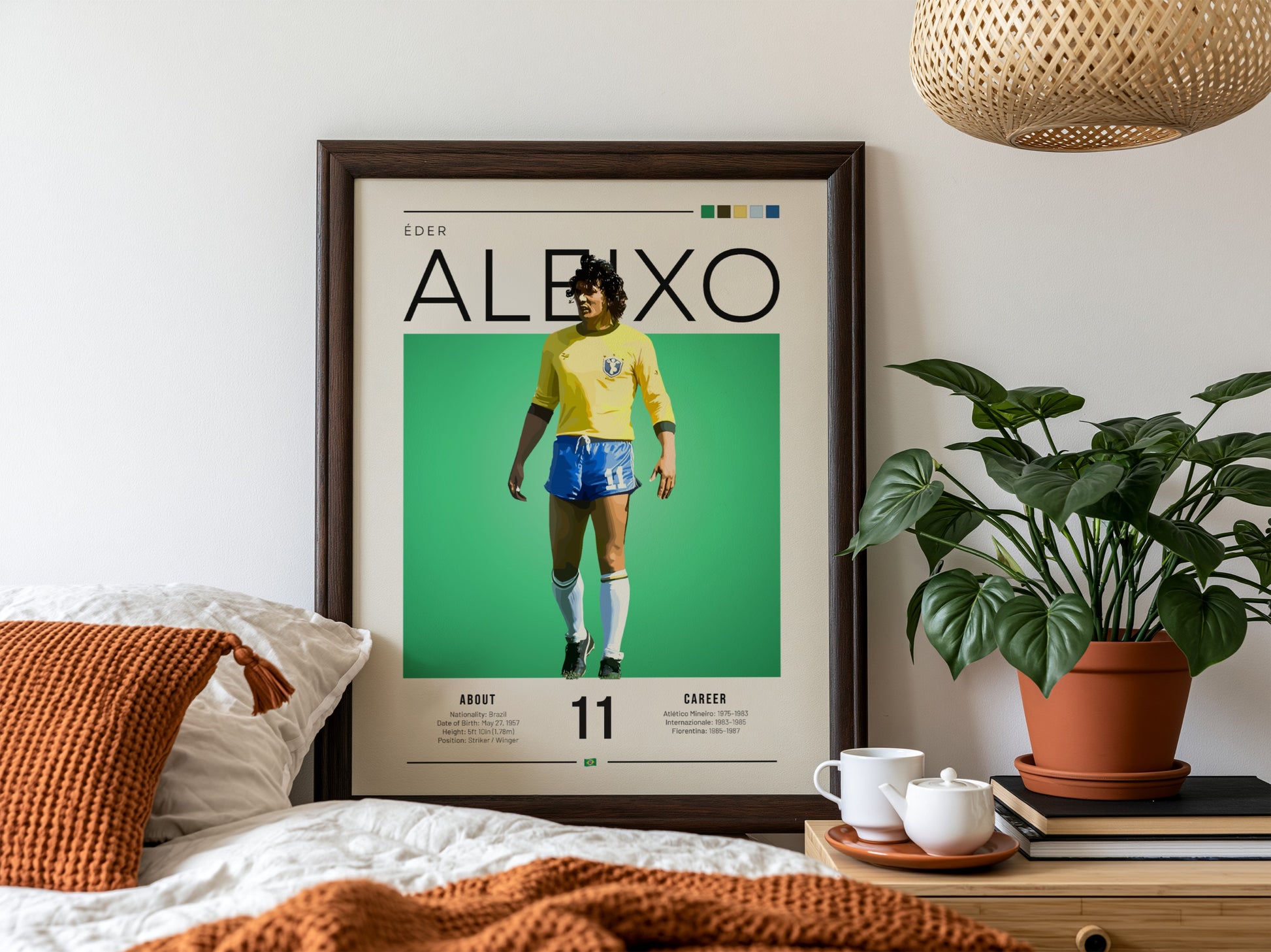 Éder Aleixo football poster featuring vibrant yellow jersey and green background
