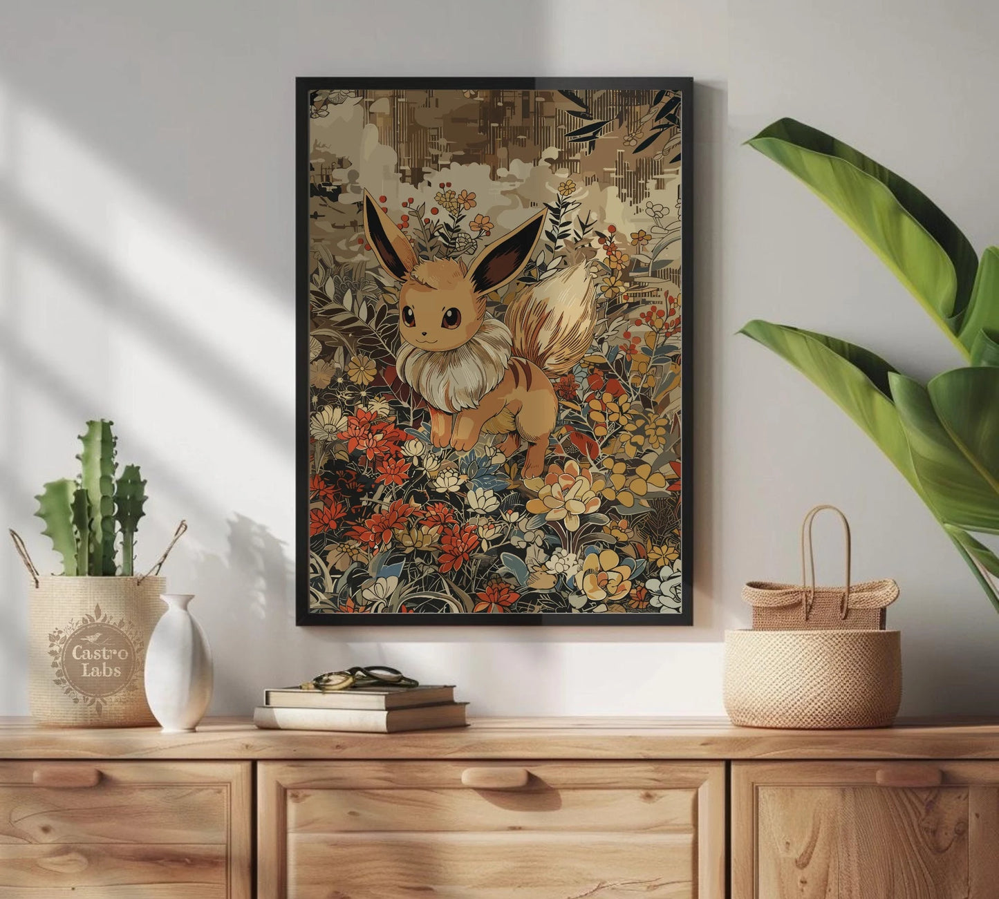 Eevee Pokemon Inspired Poster: Japanese Tapestry Style Pokemon Inspired Anime Poster, Pokemon TCG Eevee