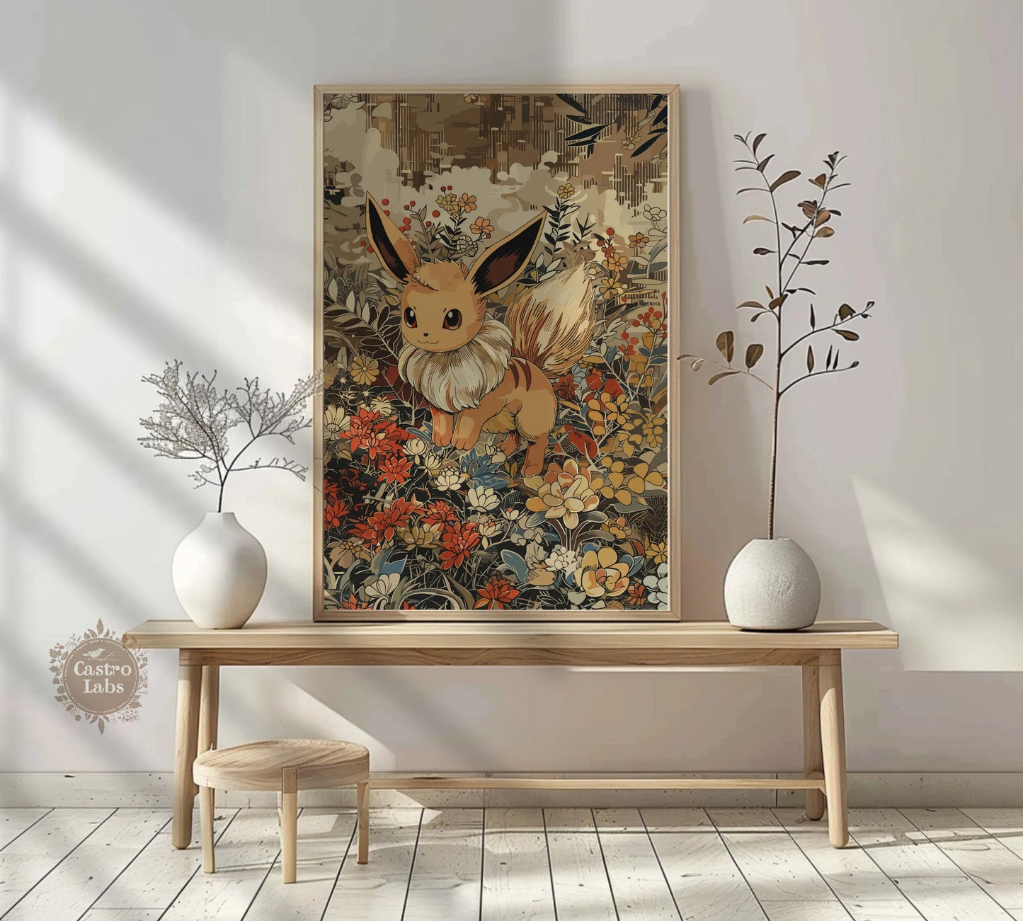 Eevee Pokemon Inspired Poster: Japanese Tapestry Style Pokemon Inspired Anime Poster, Pokemon TCG Eevee