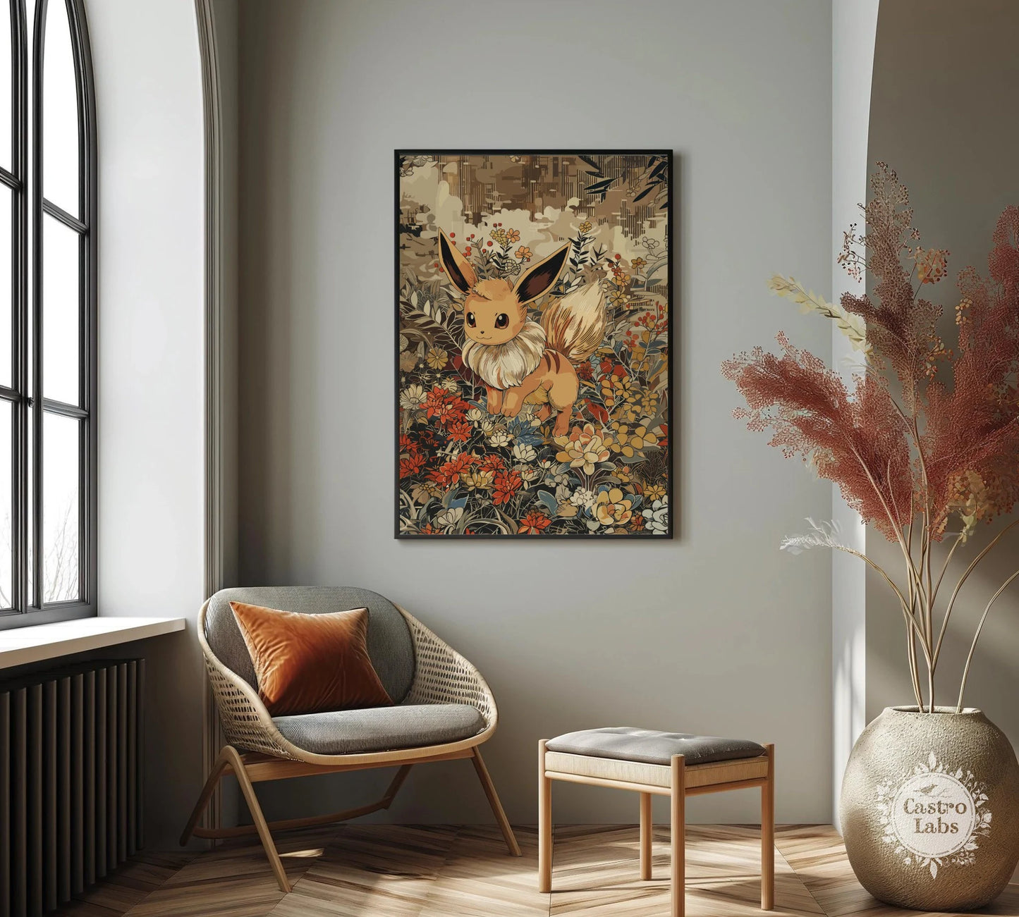 Eevee Pokemon Inspired Poster: Japanese Tapestry Style Pokemon Inspired Anime Poster, Pokemon TCG Eevee