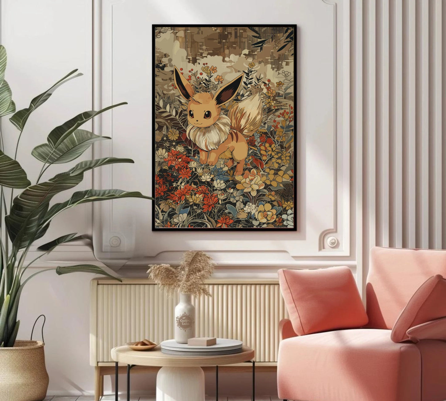 Eevee Pokemon Inspired Poster: Japanese Tapestry Style Pokemon Inspired Anime Poster, Pokemon TCG Eevee