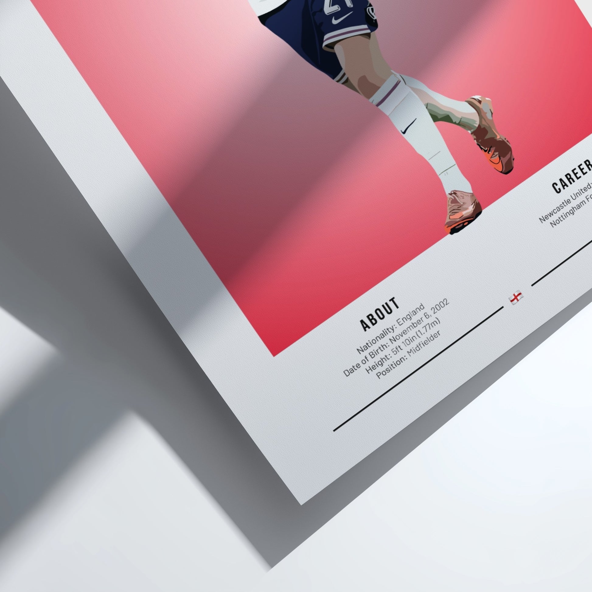 Elliot Anderson wall art featuring England National Team colors and dynamic illustration style