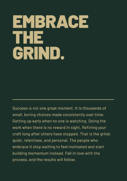 Motivational poster featuring bold typography in earthy tones, ideal for office decor and inspirational wall