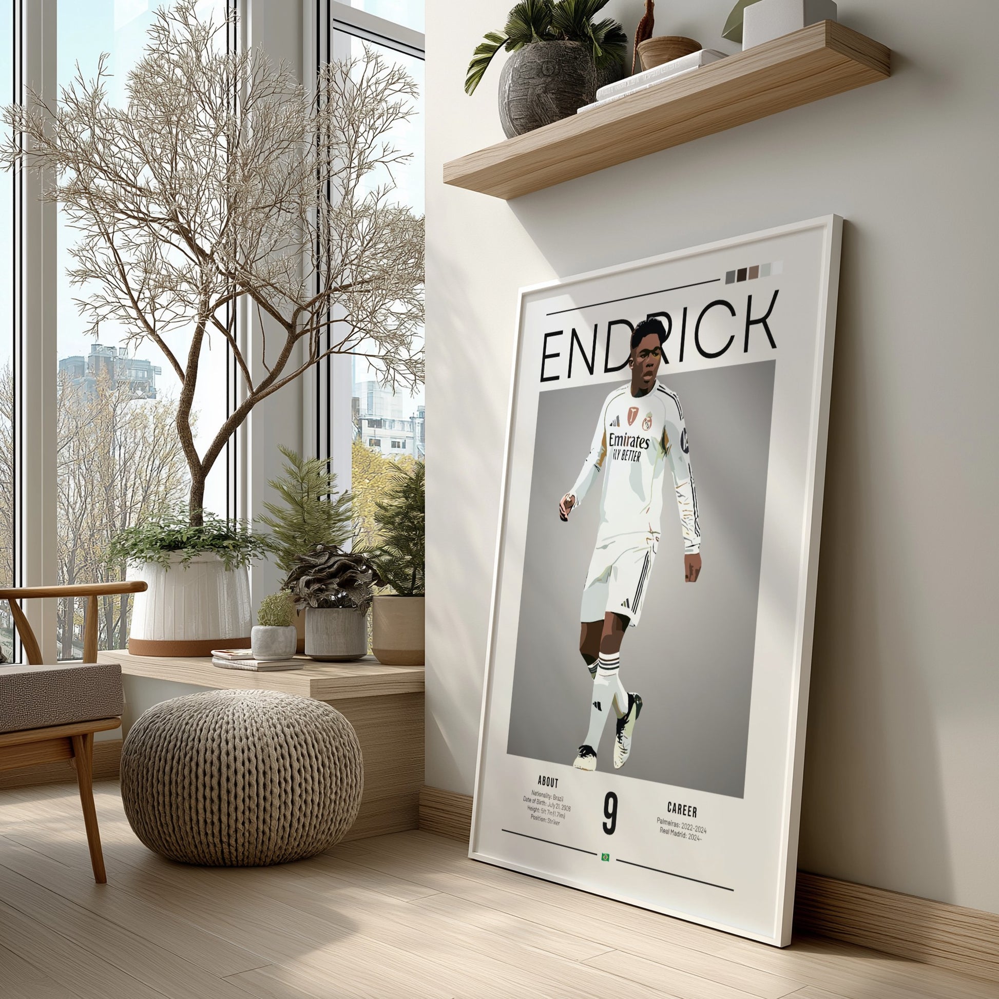 Endrick Real Madrid player poster featuring vibrant colors and minimalist design