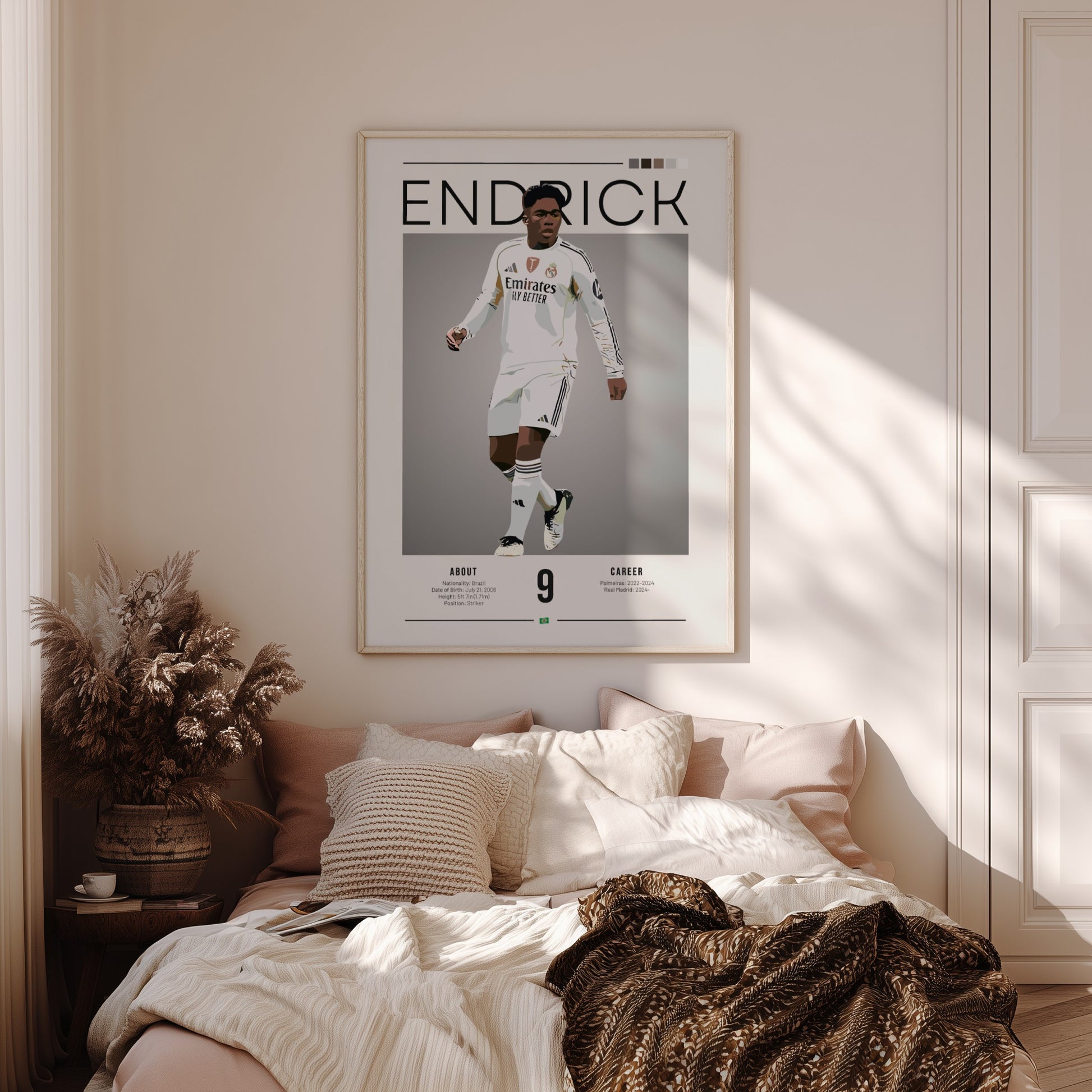 Endrick Real Madrid player poster featuring vibrant colors and minimalist design