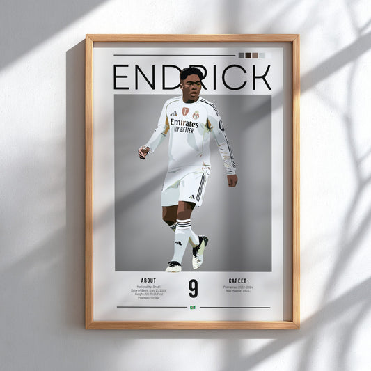 Endrick Real Madrid player poster featuring vibrant colors and minimalist design