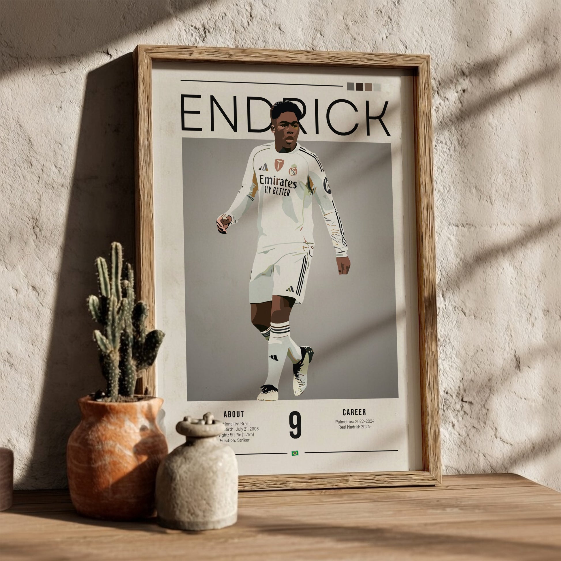 Endrick Real Madrid player poster featuring vibrant colors and minimalist design