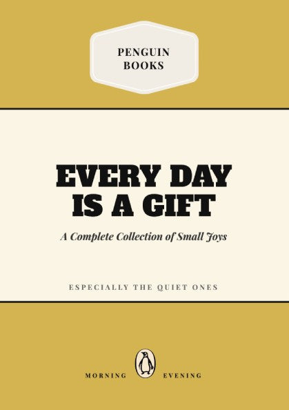 Funny quote poster featuring whimsical penguin illustrations and vibrant colors