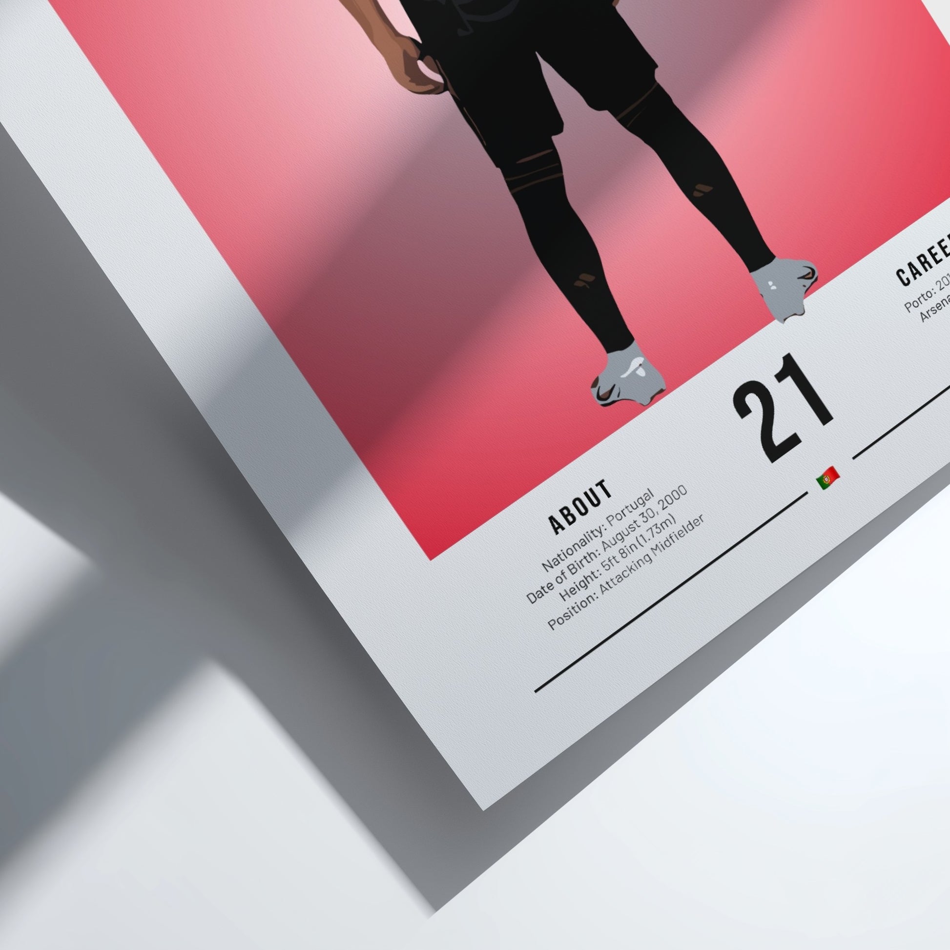 Fabio Vieira poster featuring minimalist design in black kit, modern sports wall art