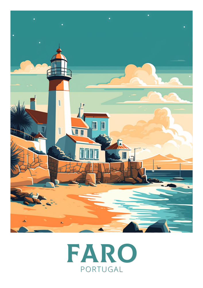 Europe FARO TRAVEL PRINT - PORTUGAL ARTWORK