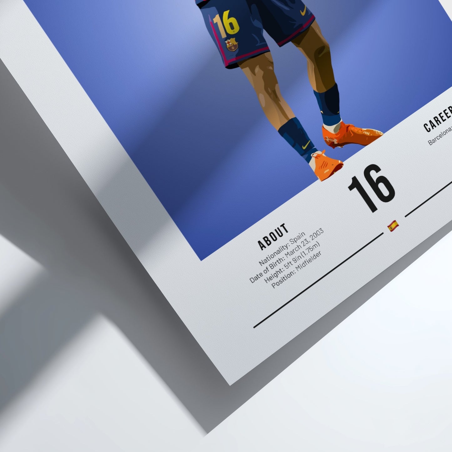 Fermín López art print featuring vibrant colors and dynamic pose in Barcelona kit, perfect for sports