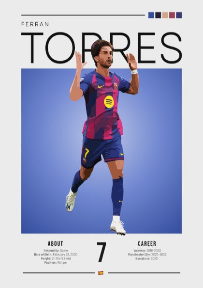 Ferran Torres soccer artwork featuring vibrant colors and modern design