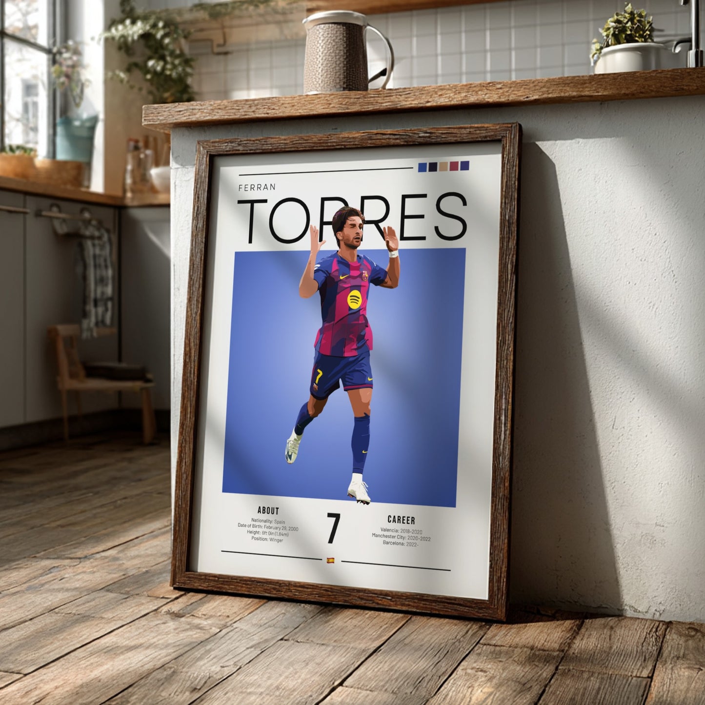 Ferran Torres soccer artwork featuring vibrant colors and modern design