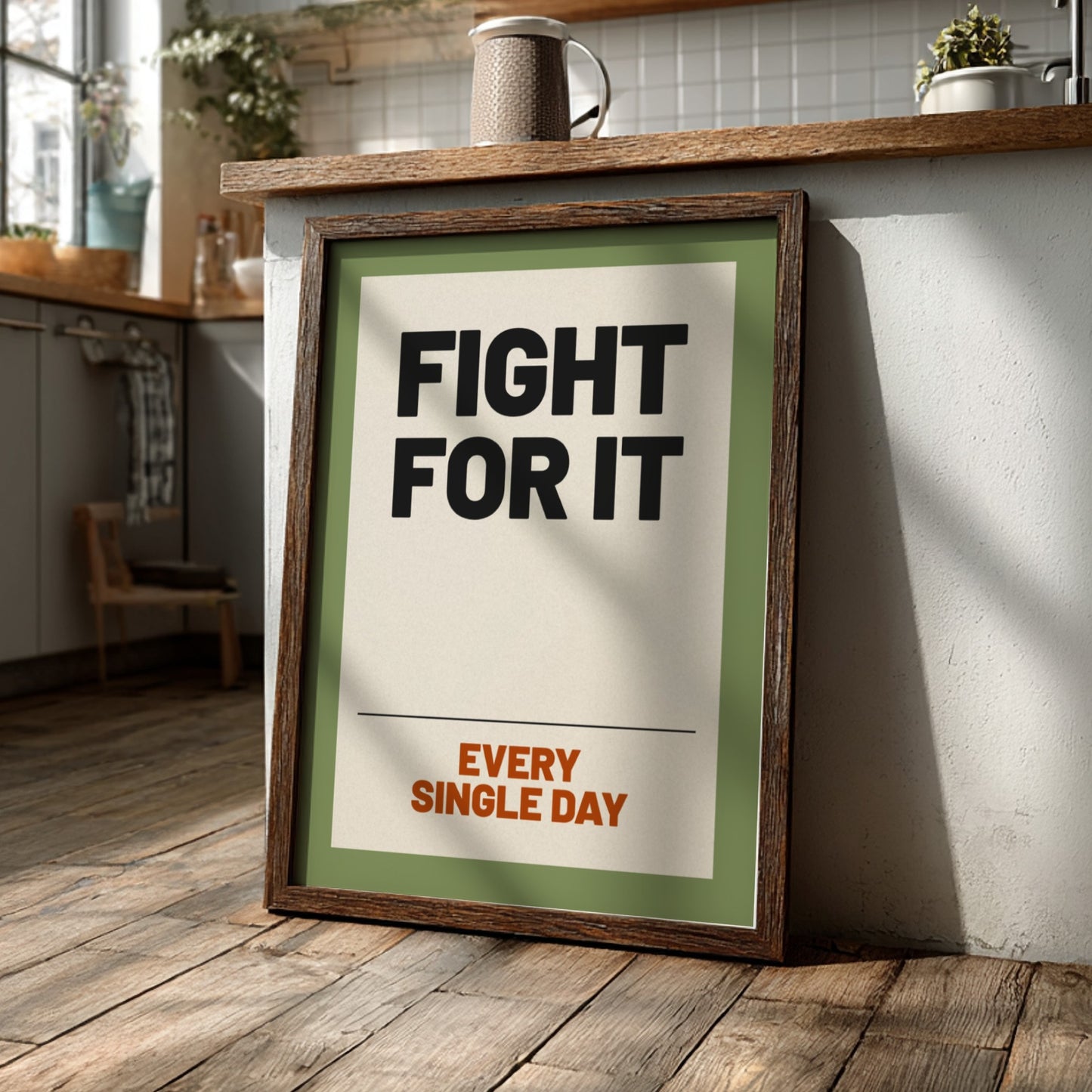 Motivational quotes poster featuring bold typography on a green background, perfect for inspiring wall decor.